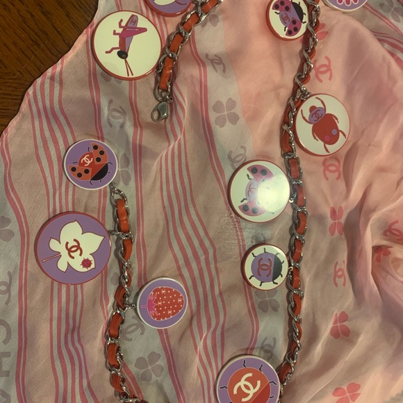 Vintage Authentic Chanel red leather chain belt / necklace rare CC logos! - Picture 7 of 16